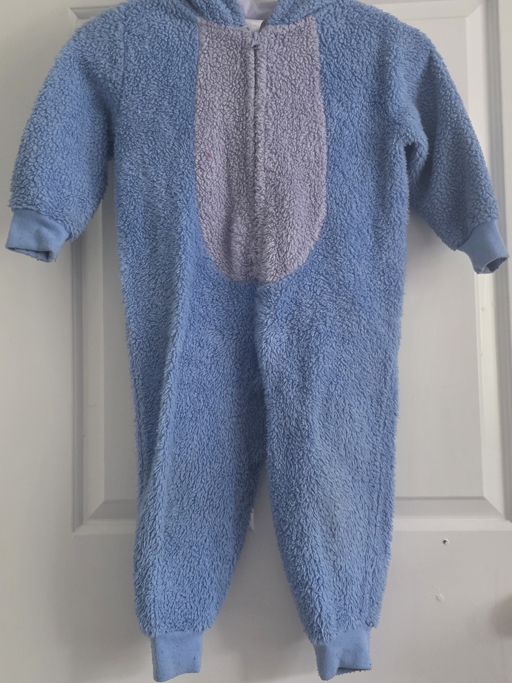Disney Light Blue Plush Hooded One-Piece Footed Romper